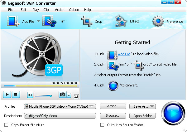Screenshot of Bigasoft 3GP Converter