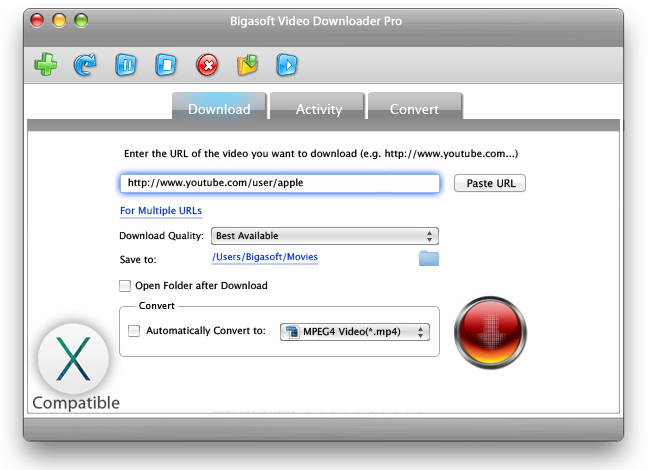 Screenshot of Bigasoft Video Downloader Pro for Mac